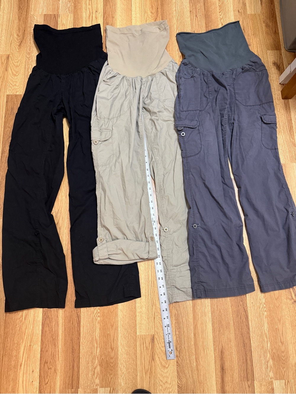 Oh Baby by Motherhood Maternity Pants Trio - Black, Khaki, Slate